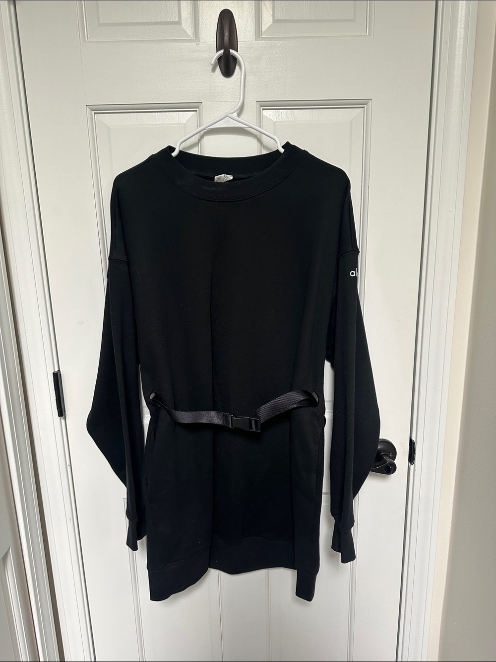 ALO Yoga Black Long Sleeve Belted Dress